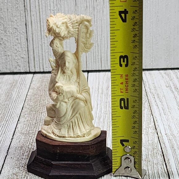 VTG Carved Christmas Display Shepard Holding Sheep and Staff Wood Base Nativity - Picture 6 of 7